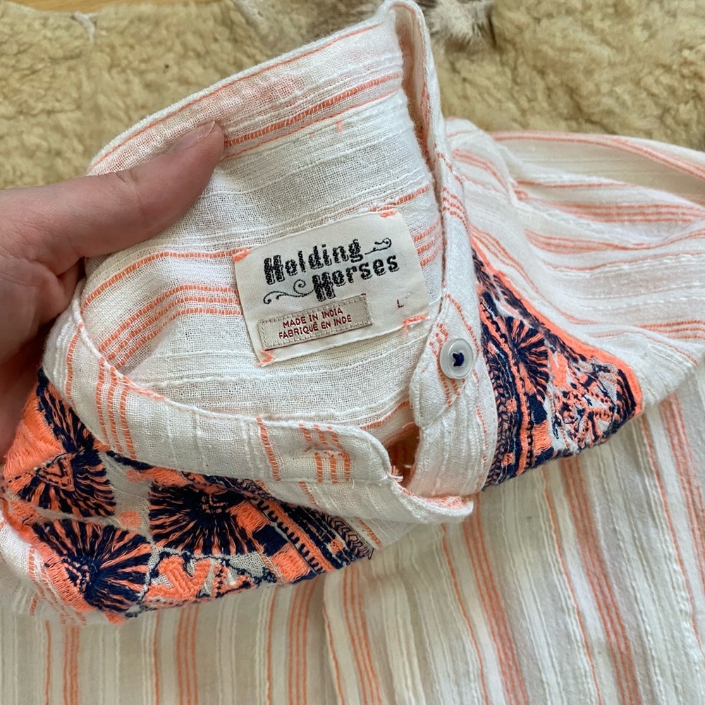 Anthropologie Holding Horses Striped Long Sleeve Blouse Top - Picture 3 of 6